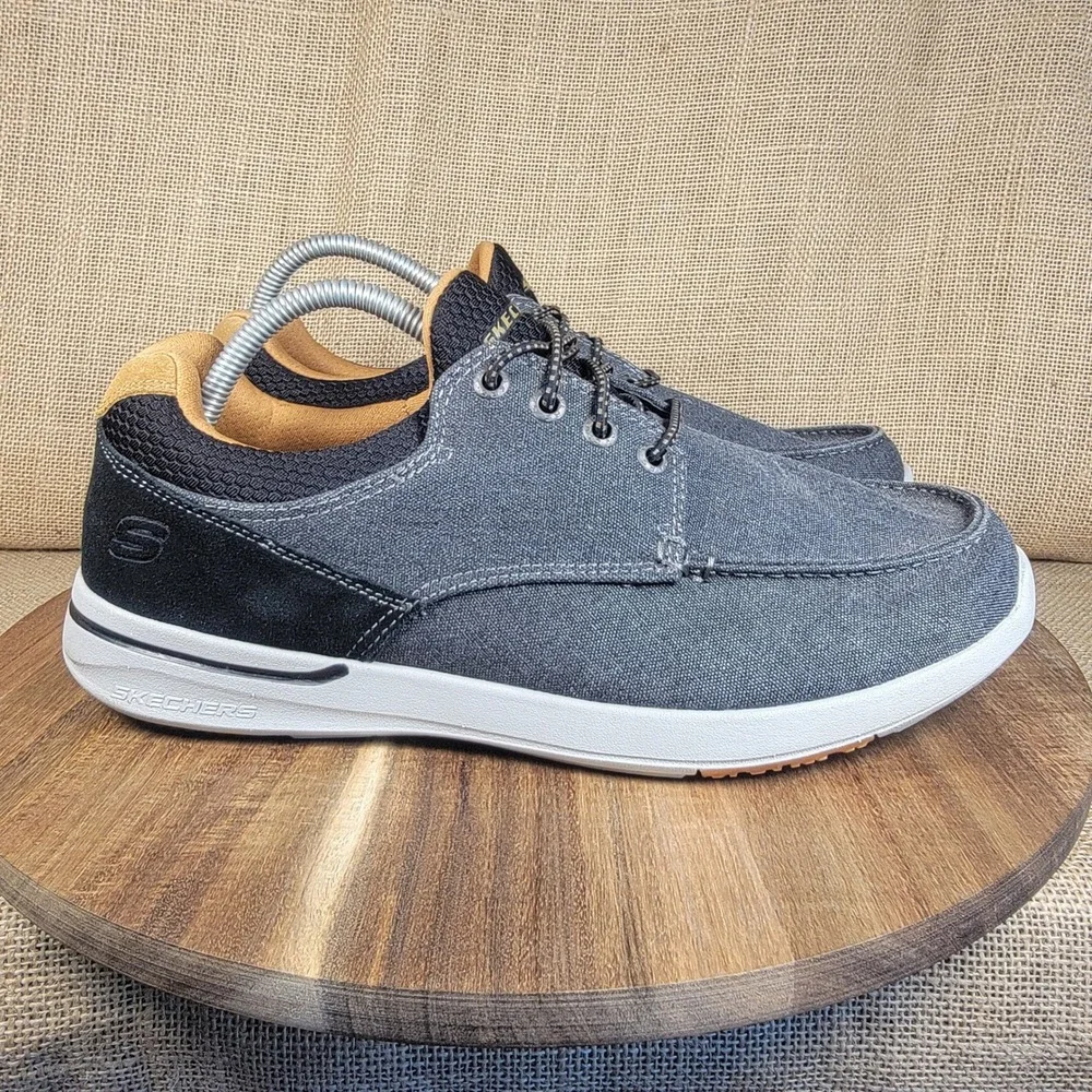 Skechers Elent Mosen Boat Shoes Air Cooled Memory Foam Extra Wide Gray Men's 9.5